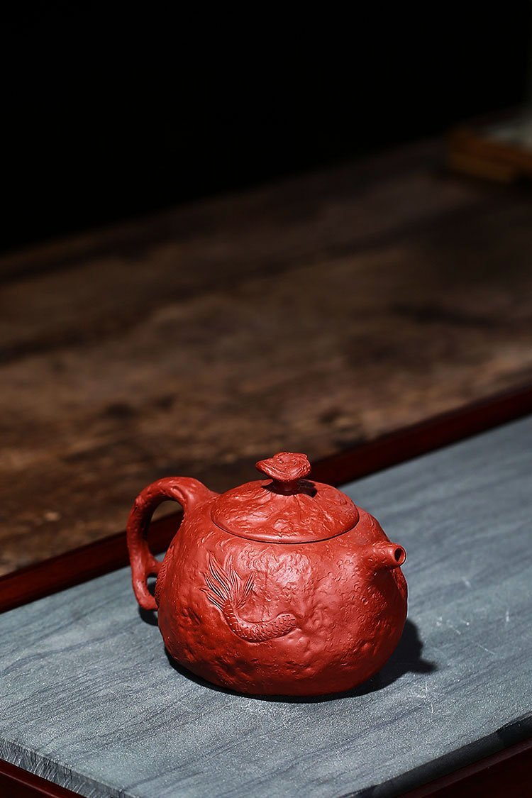 Handmade Yixing Teapot 230cc Purple Clay Zisha Pot Dragon Gongchun Red Clay Tea Pot-Chinese Style Finds™