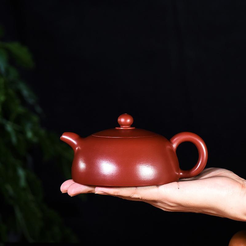 Handmade Yixing Teapot 240cc Purple Clay Zisha Pot Red Dahongpao Half Moon Pot-Chinese Style Finds™