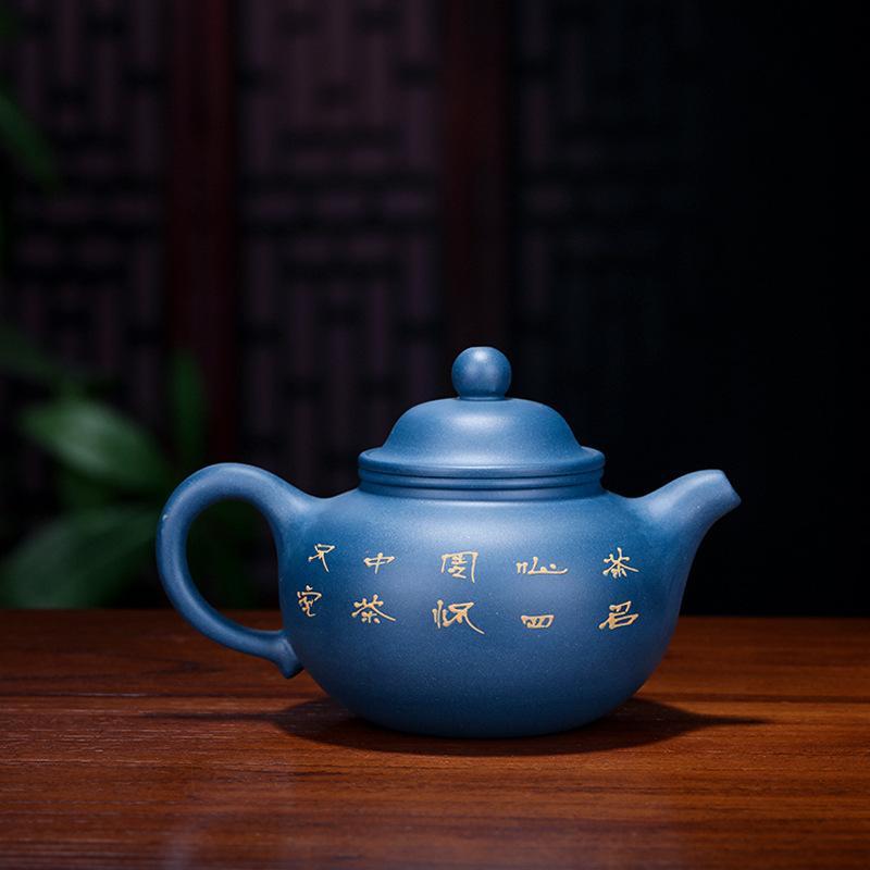 Handmade Yixing Teapot 250cc Purple Clay Zisha Pot 9 Holes Blue Louts Tea Pot-Chinese Style Finds™