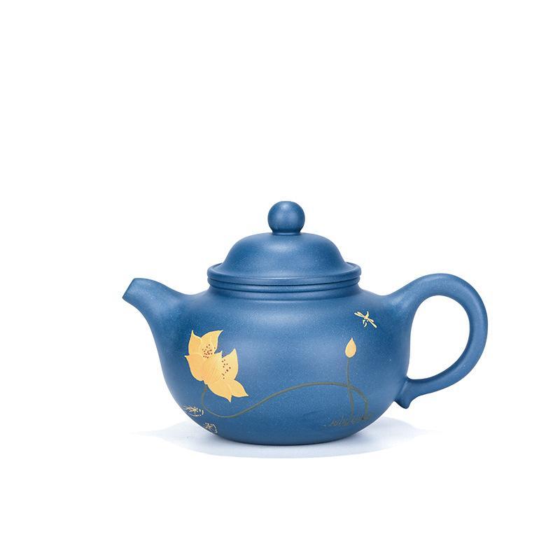 Handmade Yixing Teapot 250cc Purple Clay Zisha Pot 9 Holes Blue Louts Tea Pot-Chinese Style Finds™