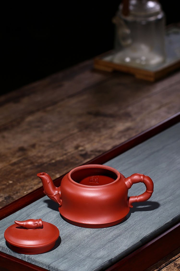 Handmade Yixing Teapot 280cc Purple Clay Zisha Pot Bamboos Tea Pot Red Clay-Chinese Style Finds™