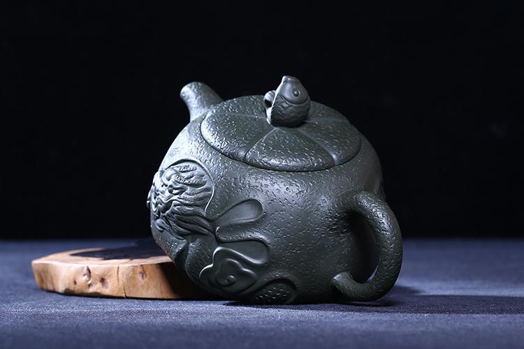 Handmade Yixing Teapot 320cc Purple Clay Zisha Pot Gujingzhou Fish And Dragon Pot-Chinese Style Finds™