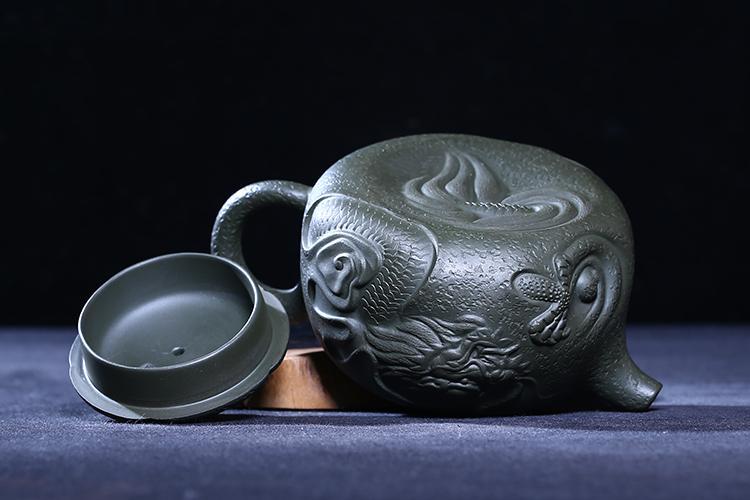 Handmade Yixing Teapot 320cc Purple Clay Zisha Pot Gujingzhou Fish And Dragon Pot-Chinese Style Finds™