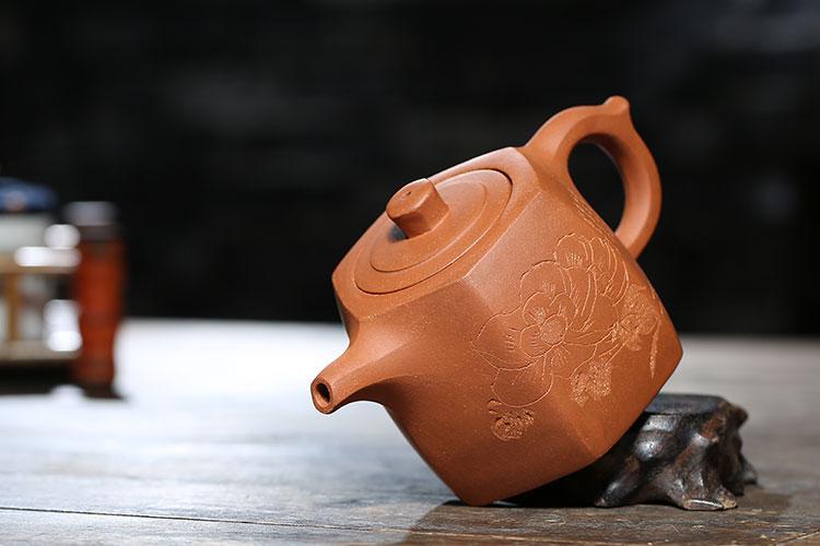 Handmade Yixing Teapot 350cc Purple Clay Zisha Pot 6 Sides Jinglan Tea Pot-Chinese Style Finds™