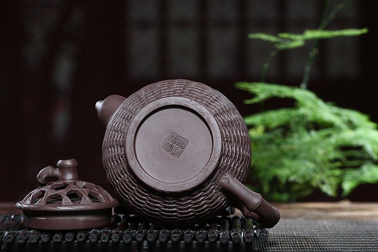 Handmade Yixing Teapot 420cc Purple Clay Zisha Pot Bamboo Shape Tea Pot-Chinese Style Finds™