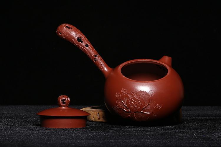 Handmade Yixing Teapot 580cc Purple Clay Zisha Pot With Handle Dahongpao Pot-Chinese Style Finds™