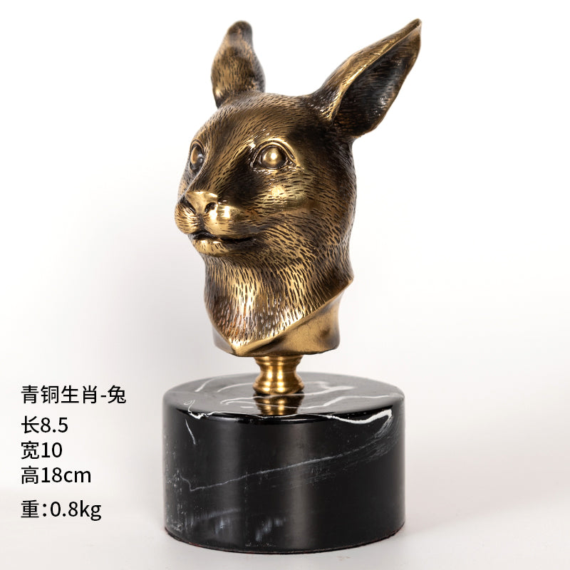 Rabbit Tu 12 Chinese Zodiac Animals Metal Copper Decoration-Chinese Style Finds™