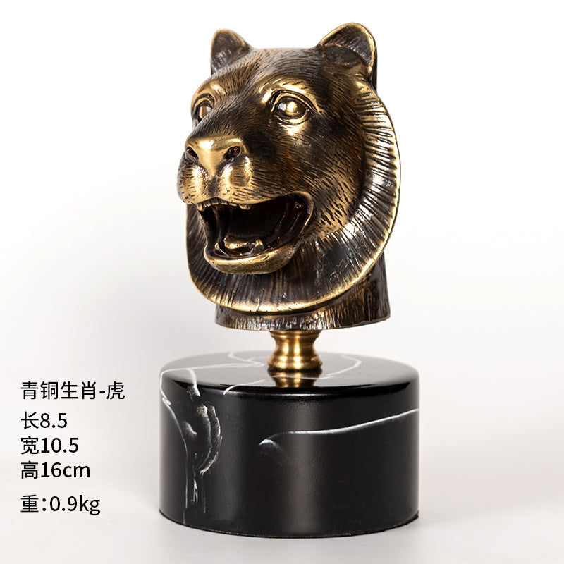 Tiger Hu 12 Chinese Zodiac Animals Metal Copper Decoration-Chinese Style Finds™